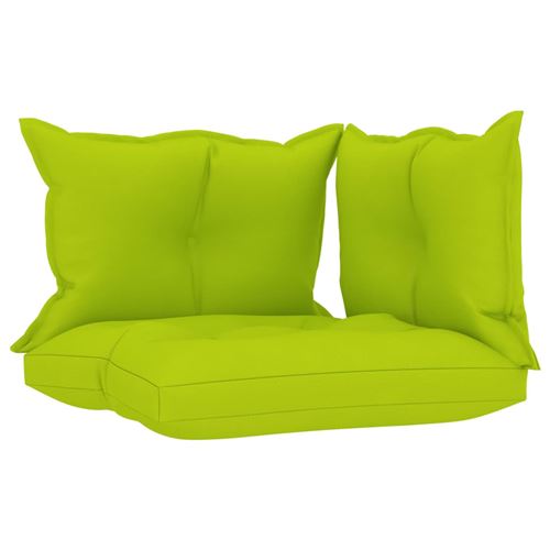 Coussins de Canapé Palette Tissu en Polyester 100 % 3 Pcs - Vert Vif