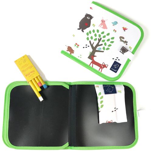Cahier ardoise FOREST + 4 craies Zéro poussière - JAQ JAQ BIRD