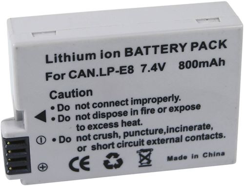 Conrad CANON LP-E8 Lithium-Ion 1080mAh 7.4V batterie rechargeable - Batteries rechargeables (1080 mAh, Lithium-Ion (Li-Ion), 7,4 V, Gris, 1 pièce(s))
