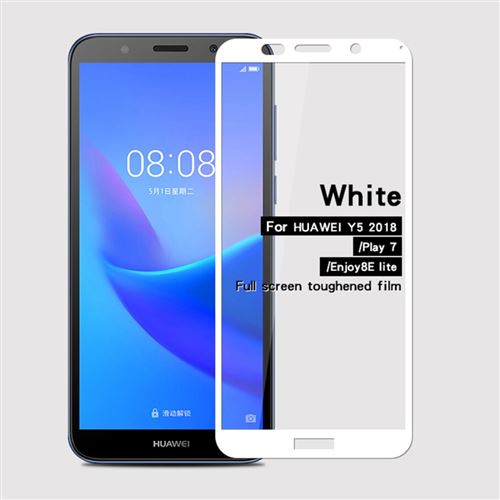 Protecteur écran en verre trempé 9H 2.5D taille complète blanc pour votre Huawei Y5/Y5 Prime/Honor Play 7/Enjoy 8E Lite