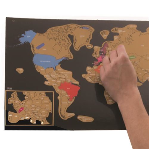 Paris Prix - Carte Du Monde à Gratter world 40x60cm Noir