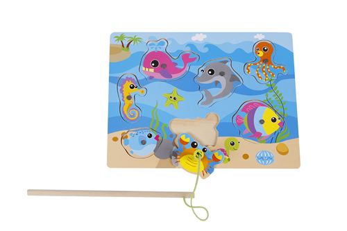 Toys Amsterdam jeu de pêche à la ligne créatures marines junior 30 cm bois bleu 9 pièces