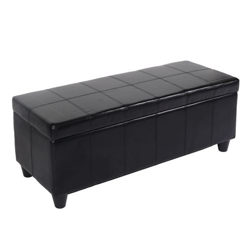 Banc de rangement rembourrée Kriens cuir reconstitué 112x45x45cm noir