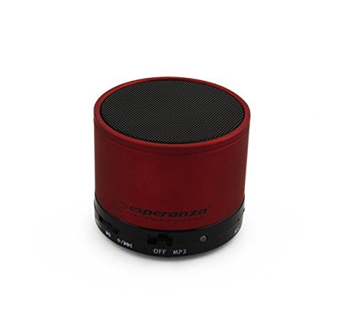 Esperanza Ritmo Cylindre Rouge – Enceintes Portable Sans Fil et Filaire, Batterie, USB, 280 – 16000 Hz, Bluetooth/3.5 mm, Universelle, Cylindre