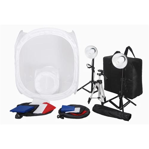 Mini fotostudio 2 x 45W incl. statief en 8 achtergronden