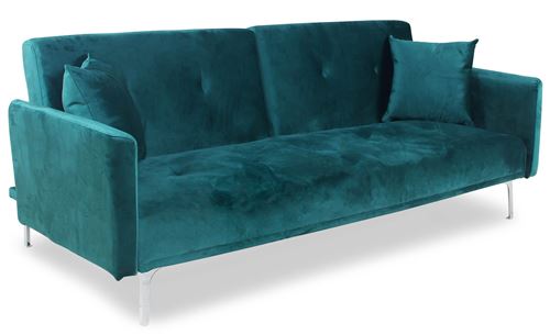COTECOSY Canap&eacute; convertible clic-clac 3 places Carla Velours Vert - Vert