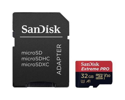SanDisk Extreme Pro - Carte mémoire flash (adaptateur microSDXC vers SD inclus(e)) - 32 Go - A1 / Video Class V30 / UHS-I U3 - 667x - microSDHC UHS-I