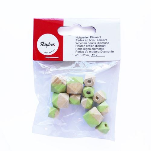 Perles en bois diamant - vert