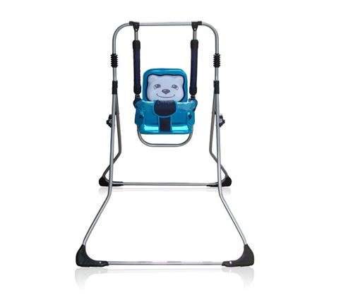 Balancelle berceau transat chaise haute 12m+ bébé enfant - Samba Plus 4en1 | Ours Bleu / Cadre argent