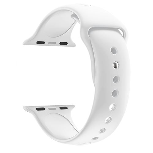 Bracelet Silicone Blanc Souple Sport Mixte Remplacement Montre pour Apple iWatch 44 mm Taille S/M