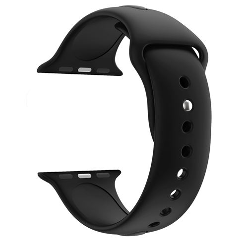 Bracelet Silicone Noir Souple Sport Mixte Remplacement Montre pour Apple iWatch 38 mm Taille S/M