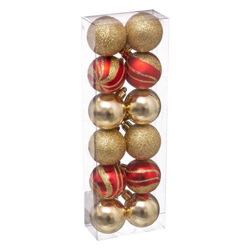 Féérie Lights & Christmas - Kit de décorations pour sapin de noël - 12 Pièces - Rouge et doré - La maison des couleurs