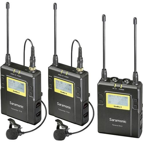 Saramonic UwMic9 RX9+TX9+TX9 Package – Système de micro cravate (Lavalier) sans fil UHF digital à 96-canaux: 2 Émetteurs/1 Récepteur