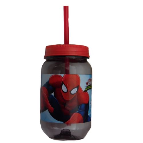 Gourde avec paille Spiderman verre plastique Disney - guizmax