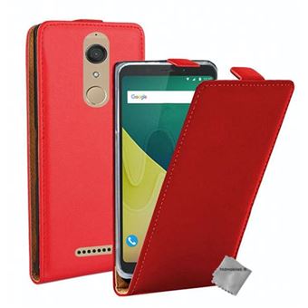 Housse etui coque pochette PU cuir fine pour Wiko View + verre trempe - ROUGE - htdmobiles - 1