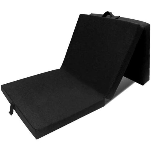 vidaXL Matelas en mousse pliable en 3 sections 190 x 70 x 9 cm Noir