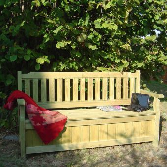 59 58 Sur Banc De Jardin 4 Places Avec Coffre En Bois Traite