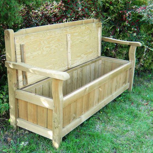 59 58 Sur Banc De Jardin 4 Places Avec Coffre En Bois Traite
