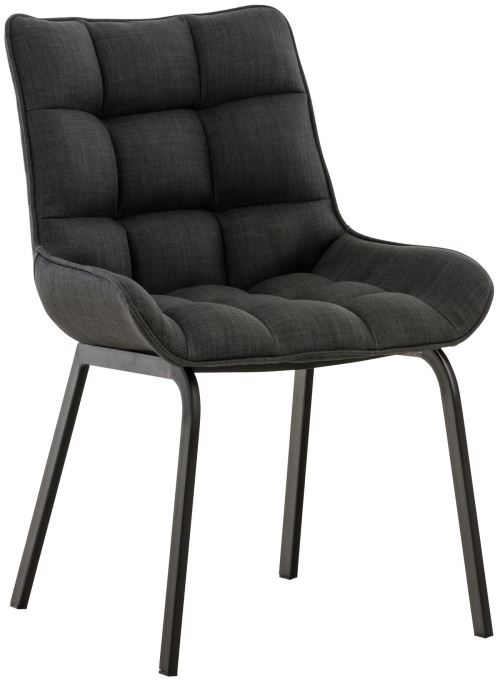 Chaise Saranda en Tissu avec Piètement en métal noir - Assise Gris foncé