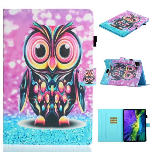 Etui en PU + TPU impression de motifs avec porte-cartes chouette colorée pour votre Apple iPad Pro 11 pouces (2020)/(2018)