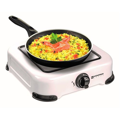 Réchaud gaz portable 1 feu - 1200W - blanc laqué