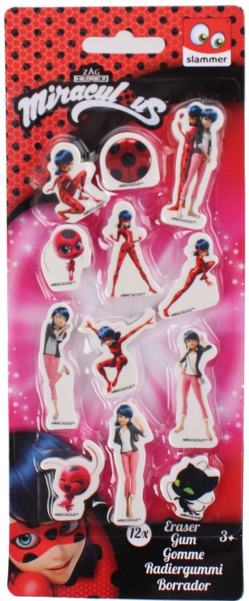 Slammer Miraculous Gommes rouge junior / 12 blancs morceaux