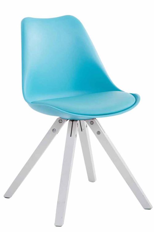 Chaise Toulouse similicuir piétement carrée , Bleu/Blanc