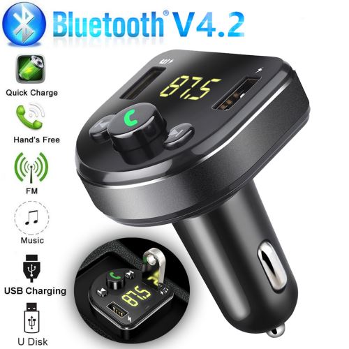 Bluetooth voiture USB Chargeur Transmetteur FM sans fil Radio adaptateur Lecteur MP3