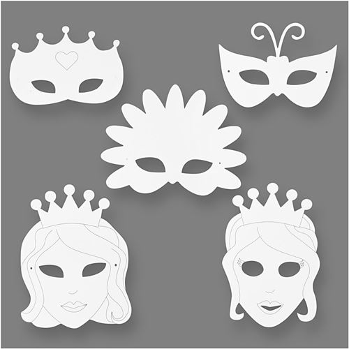 Creotime masques de fées blanc h : 13,5-25 cm l : 17-25 cm