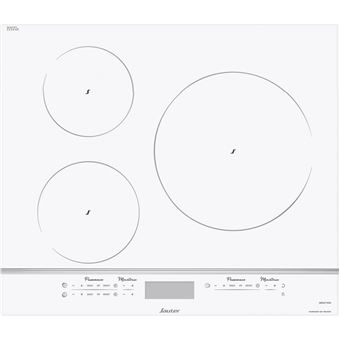 Sauter SPI9544W - Table de cuisson à induction - 3 plaques de cuisson - Niche - largeur : 56 cm - profondeur : 49 cm - blanc - avec garnitures en aluminium anodisé