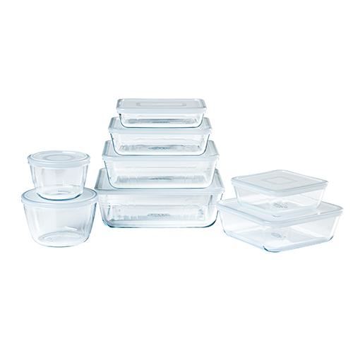 Pyrex, lot de 8 plats de conservation en verre rectangulaires cook & freeze