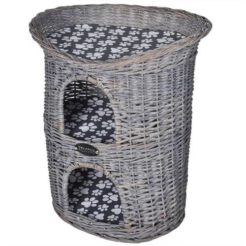 Vidaxl - Arbre/maison 2 niveaux &agrave; chat avec coussin Saule Gris
