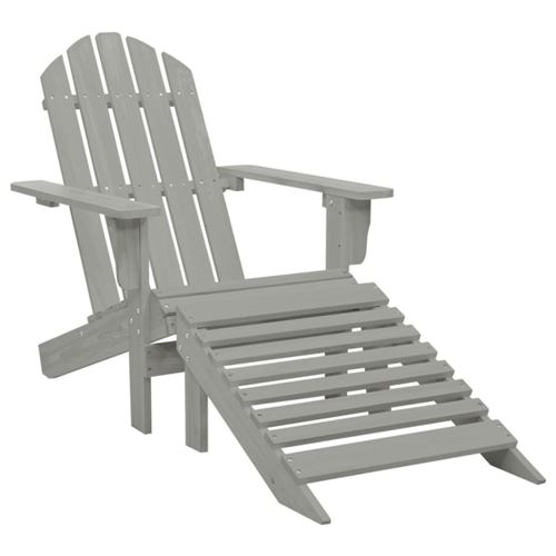 Vidaxl chaise de jardin avec pouf bois gris 45700