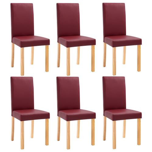 vidaXL 6 pcs Chaises de salle à manger Rouge Similicuir