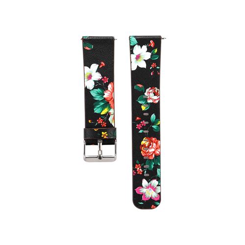 Bracelet en cuir motif de fleurs pour Fitbit Versa / Versa2 / Lite - Noir&Rouge
