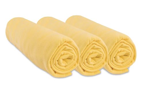 Lot de 3 Draps housse Jersey 100% Coton - 40x80 / 90 cm - Jaune