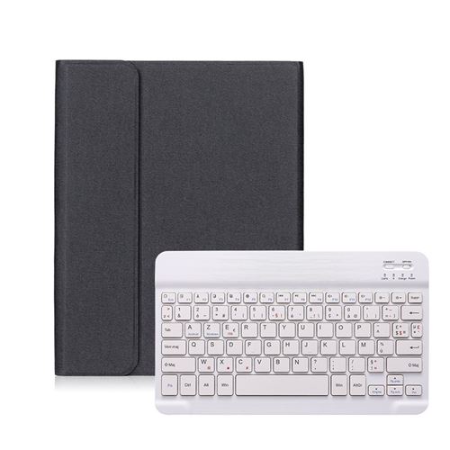 Étui HSMY en Tissu avec Clavier Français AZERTY Bluetooth pour iPad 10.2 - Noir&Blanc