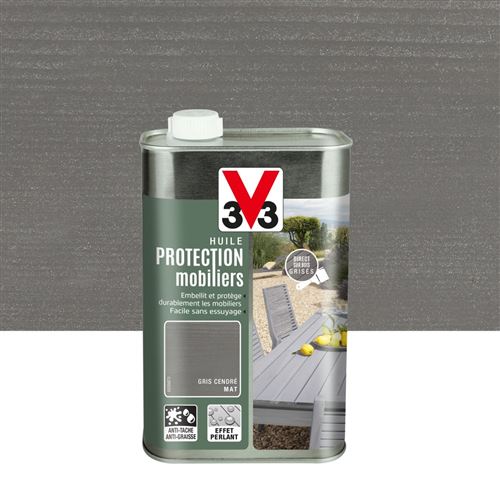 Huile V33 Protection mobilier opaque gris cendré mat, 1 l