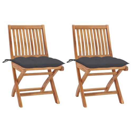 Non Communiqué Gris Chaises De Jardin - Vidaxl - Bois De Teck - Pliantes - Anthracite