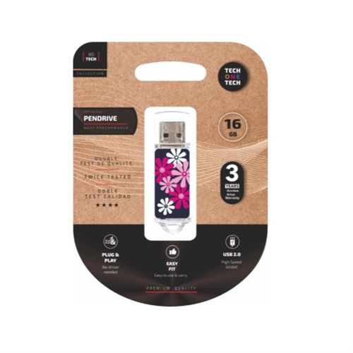 TechOneTech Clé USB Tech Emoji Flower Power Mémoire USB 2.0 16 Go