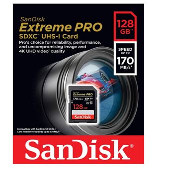 Paquet De Deux Carte mémoire SDXC SanDisk Extreme PRO 128 Go Jusqu'à 170  Mo/s, UHS-I, Classe 10, U3, V30 - 2PCS/PACK - Carte mémoire SD - Achat &  prix