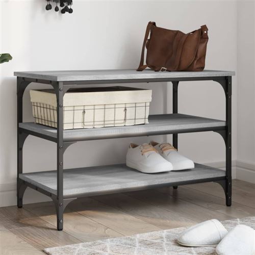 VIDAXL - Banc à chaussures - Sonoma - Gris - 70x38,5x49 cm - Image 3
