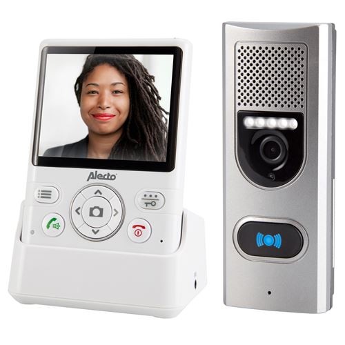 Non Communiqué Blanc-Argent Sonnette Intercom Avec Caméra Et Écran Couleurs 3.5 Alecto Adi-250