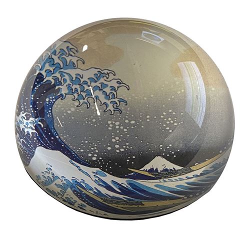 Parast... Presse Papier En Verre La Grande Vague De Kanagawa Par Hokusai - Hauteur 4 Cm - Diamètre 8 Cm