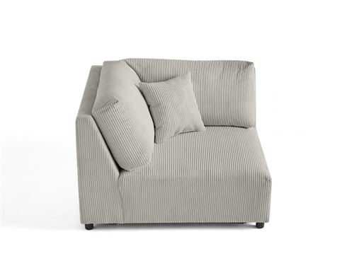 Non Communiqué Gris Clair Garance - Module D'assise D'angle Réversible - En Velours Côtelé