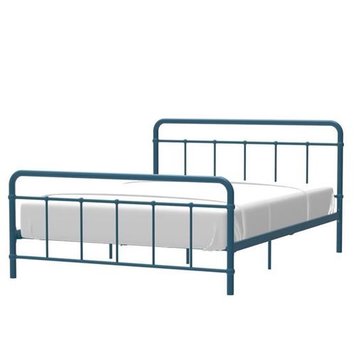 Lit Adulte Aaron - 140 X 190 Cm - Métal - Bleu Clair - Sommier Inclus
