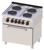 Fourneau électrique 4 feux avec four électrique statique GN 2/1 80 Casselin