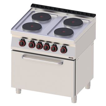Fourneau électrique 4 feux avec four électrique statique GN 2/1 80 Casselin