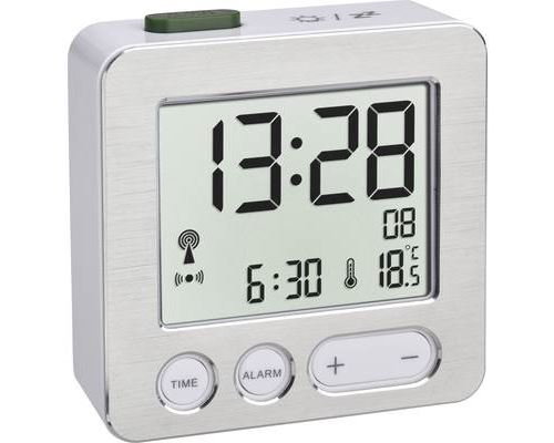 TFA Digitaler Funk-Wecker, silber; Funkwecker