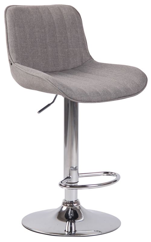 Tabouret de bar Lentini en Tissu avec Hauteur réglable et Piètement trompette en Métal , Gris/Chrome